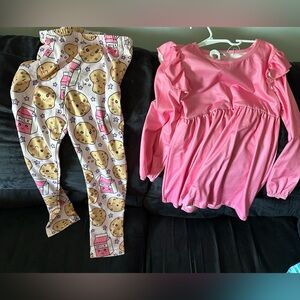 Pink Kids Matching Set with Cookie Print Leggings